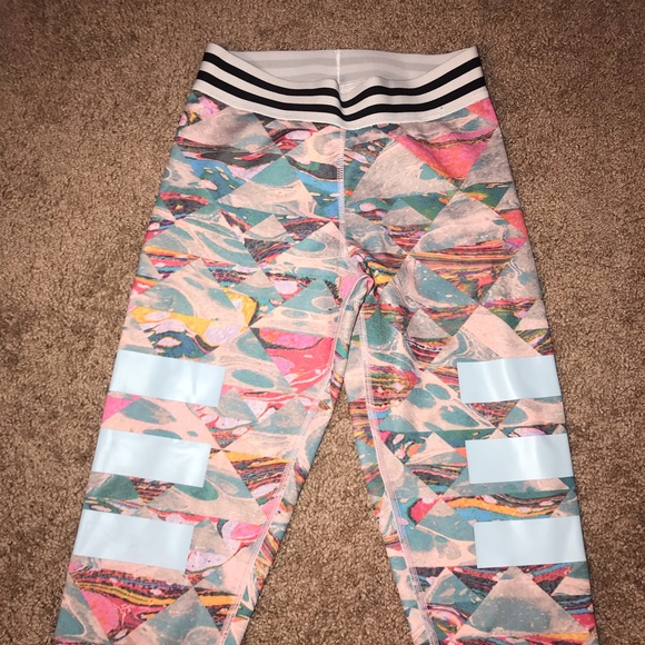 Adidas multi color blue pink XS striped leggings - Picture 5 of 10